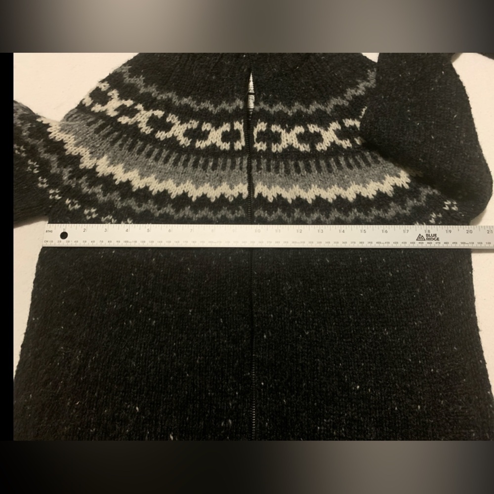 Roots Limited Fair Isle Sweater Alpine Jacket Full Double Zipper Black Grey M L - Picture 12 of 15